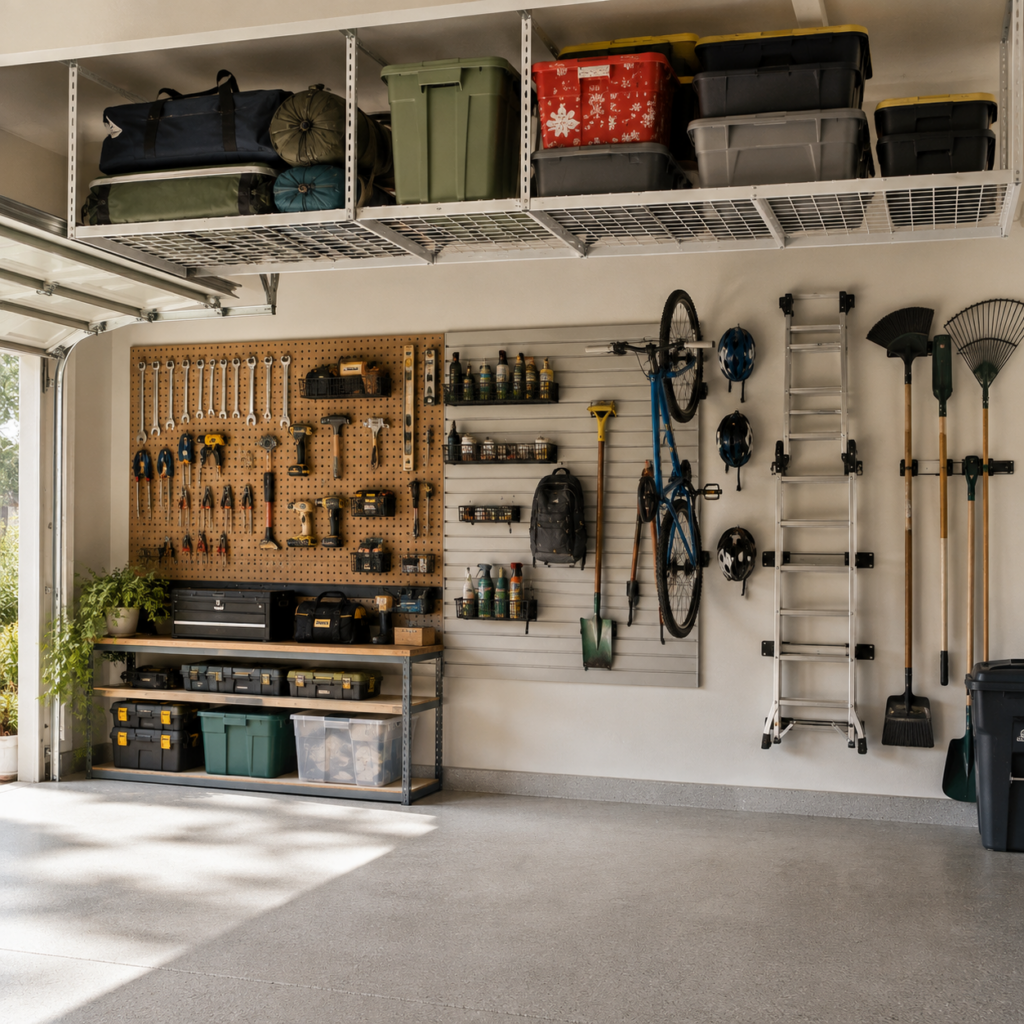 fully organized garage space