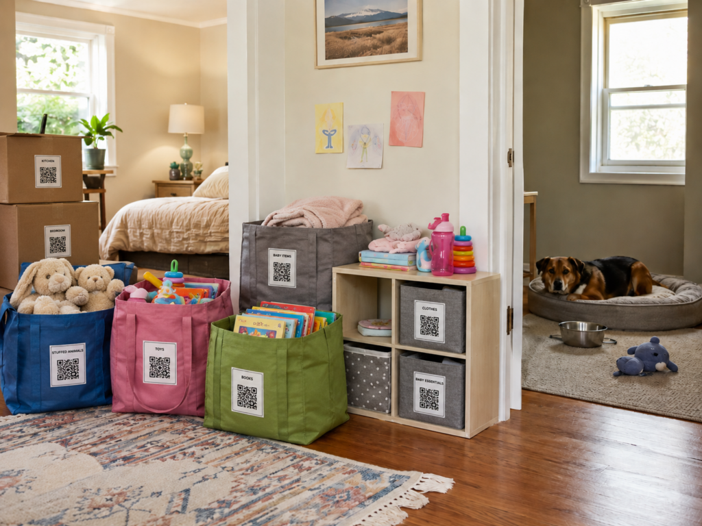 qr labels for storage management during moving